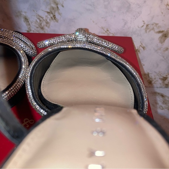 Kelly & Katie Black Blaken Pump Heels Silver Bows Cocktail Party Formal Shoes 7 - Picture 11 of 17